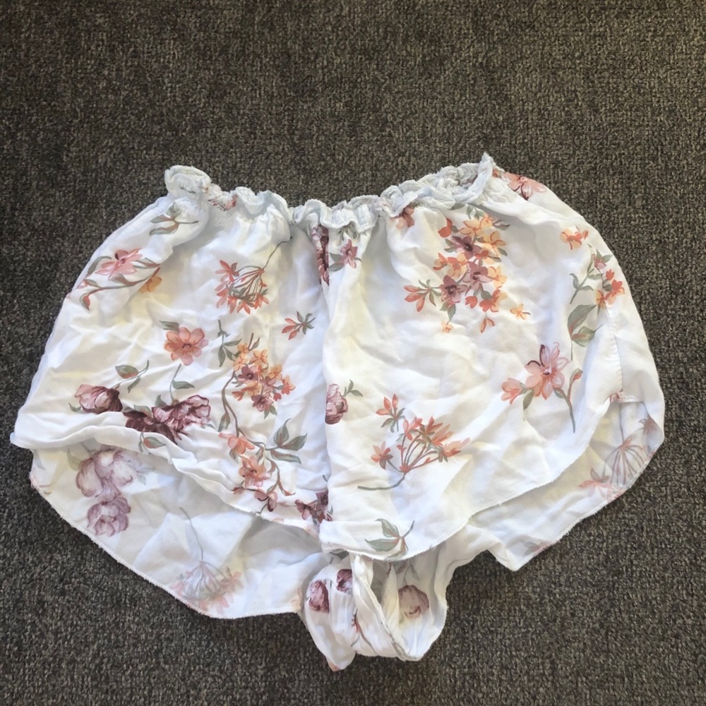 White Floral Brandy Melville Shorts